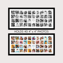 Load image into Gallery viewer, Large Multi Photo Frame Holds 40 4"x4" Instagram Size Photos in a Black Wood Frame - Multi Photo Frames