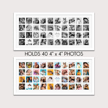 Load image into Gallery viewer, Large Multi Photo Frame Holds 40 4"x4" Instagram Size Photos in a White Wood Frame - Multi Photo Frames