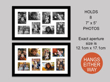 Load image into Gallery viewer, Multi Photo Frame to Hold 8 - 7"x5" photos in a Black Wood Frame - Multi Photo Frames