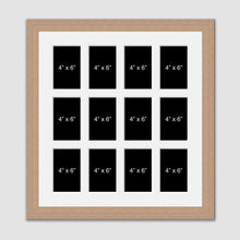 Load image into Gallery viewer, Multi Photo Picture Frame to Hold 12 6"x4" photos in Oak Veneer - Multi Photo Frames
