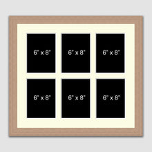 Load image into Gallery viewer, 6 Aperture Multi-Photo Frame to hold 6 6" x 8" Photos in an Oak Veneer Frame - Multi Photo Frames