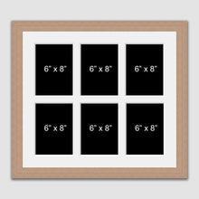Load image into Gallery viewer, 6 Aperture Multi-Photo Frame to hold 6 6" x 8" Photos in an Oak Veneer Frame - Multi Photo Frames