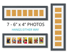 Load image into Gallery viewer, 7 Aperture Photo Frame | Hold 7 6" x 4" Photos | Grey Wood - Multi Photo Frames