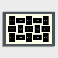 Load image into Gallery viewer, Large Multi Photo Picture Frame Holds 15 6"x4" Photos in a 40mm Dark Grey Wood Frame