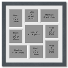 Load image into Gallery viewer, Large Multi Aperture Photo Frame Holds 9 Photos | Grey Frame