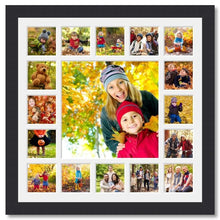 Load image into Gallery viewer, Extra Large Multi Photo Picture Frame Holds 16 5"x5" photos and 1 16" x 16" photo in a Black Frame - Multi Photo Frames