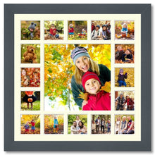 Load image into Gallery viewer, Extra Large Multi Photo Picture Frame Holds 16 5"x5" photos and 1 16" x 16" photo in a Dark Grey Frame - Multi Photo Frames