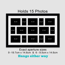 Load image into Gallery viewer, Extra Large Multi Photo Picture Frame to hold 15 photos in a Black Frame - Multi Photo Frames