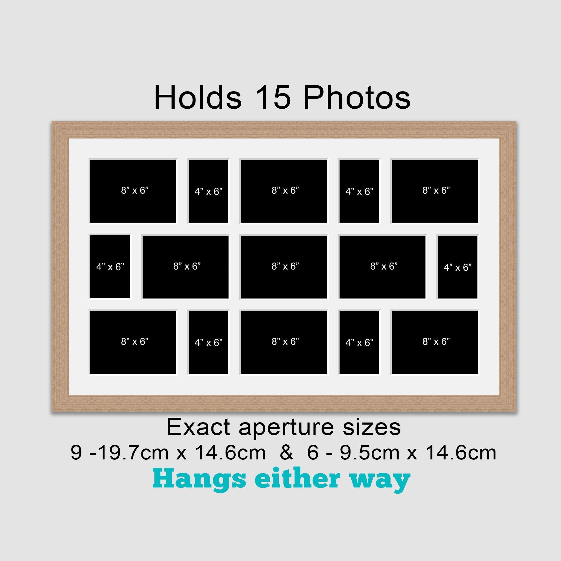 Multi Photo Picture Frame 4 Apertures 4 X 6 Photos in a 20mm Oak Veneer  Frame 