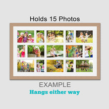 Load image into Gallery viewer, Extra Large Multi Photo Picture Frame to Hold 15 photos in an Oak Veneer Frame - Multi Photo Frames