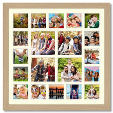 Load image into Gallery viewer, Extra Large Multi Photo Picture Frame to hold 16 5"x5" and 4 8"x8" photos in an oak veneer frame - Multi Photo Frames