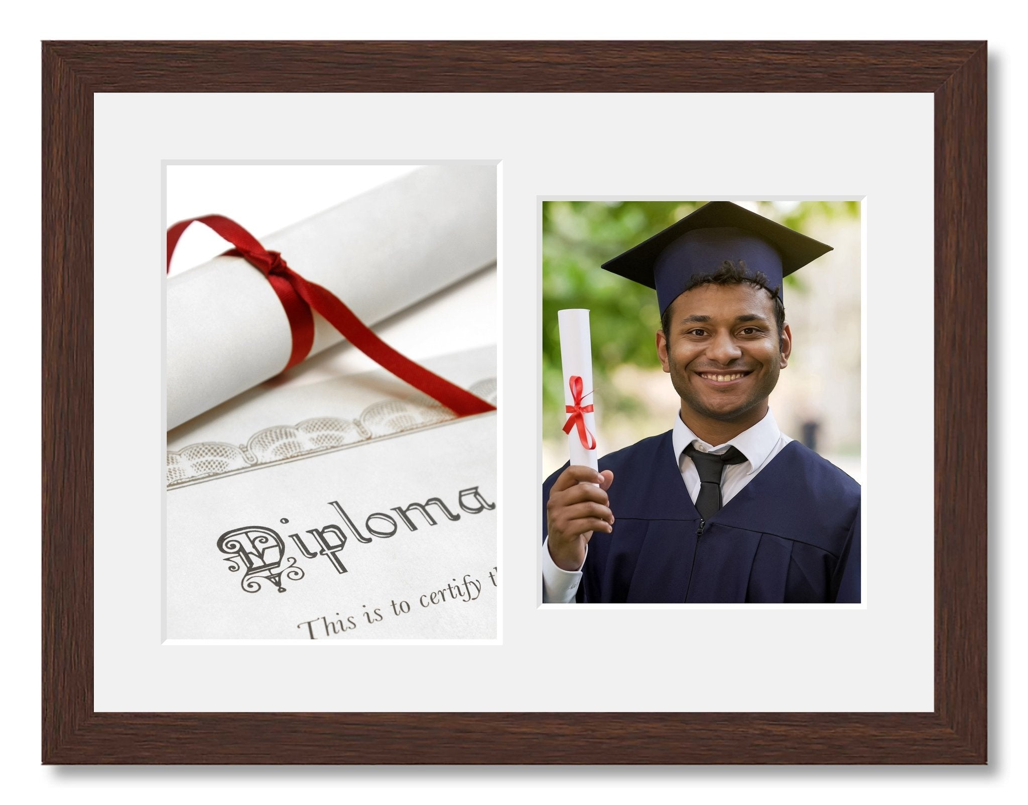 Graduation Photo Frame in a Walnut Stained Wood Multi Photo Frames
