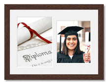Load image into Gallery viewer, Graduation Photo Frame in a Walnut Stained Wood - Multi Photo Frames