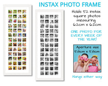 Load image into Gallery viewer, Instax Frame for 52 Instax Square Photos in a White Wood Frame - Multi Photo Frames