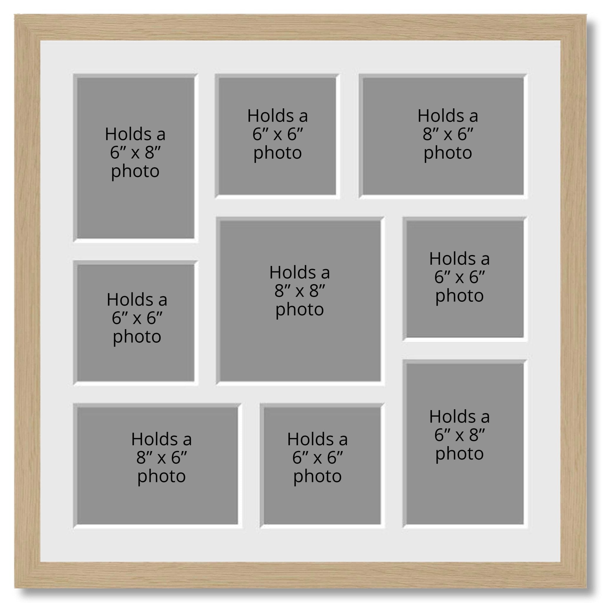Multi Photo Picture Frame Holds 3 10x8 Photos in an Oak Veneer