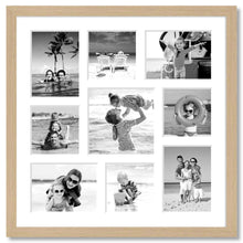 Load image into Gallery viewer, Large Multi Aperture Photo Frame Holds 9 Photos | Oak Veneer Frame - Multi Photo Frames