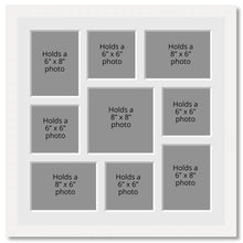 Load image into Gallery viewer, Large Multi Aperture Photo Frame Holds 9 Photos | White Frame - Multi Photo Frames
