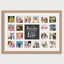 Load image into Gallery viewer, Large Multi Photo Family Frame Holds 20 4"x4" Size Photos in a 30mm Oak Veneer Frame - Multi Photo Frames