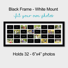 Load image into Gallery viewer, Large Multi Photo Frame Holds 32 - 6" x 4" Photos in a Black Frame - Multi Photo Frames