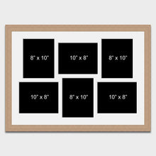 Load image into Gallery viewer, Large Multi Photo Frame Holds 6 8"x10" Photos in 30mm Oak Veneer Frame - Multi Photo Frames