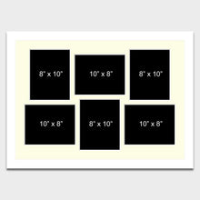 Load image into Gallery viewer, Large Multi Photo Picture Frame 6 Apertures for 8x10 Photos in a 33mm White Wood Frame - Multi Photo Frames