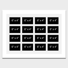 Load image into Gallery viewer, Large Multi Photo Picture Frame for 16 6"x4" Photos in a 33mm White Wood Frame - Multi Photo Frames