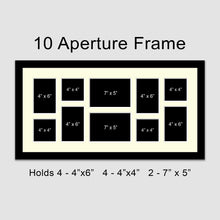 Load image into Gallery viewer, Large Multi Photo Picture Frame Holds 10 photos in a Black Wooden Frame - Multi Photo Frames