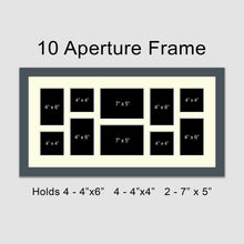 Load image into Gallery viewer, Large Multi Photo Picture Frame Holds 10 photos in a Dark Grey Wooden Frame - Multi Photo Frames