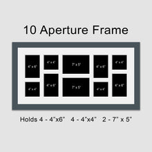 Load image into Gallery viewer, Large Multi Photo Picture Frame Holds 10 photos in a Dark Grey Wooden Frame - Multi Photo Frames