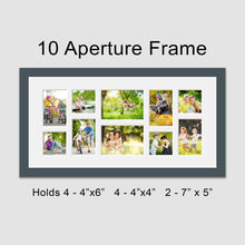 Load image into Gallery viewer, Large Multi Photo Picture Frame Holds 10 photos in a Dark Grey Wooden Frame - Multi Photo Frames