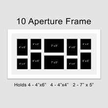 Load image into Gallery viewer, Large Multi Photo Picture Frame Holds 10 photos in a White Wooden Frame - Multi Photo Frames