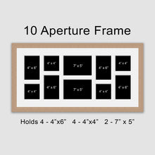 Load image into Gallery viewer, Large Multi Photo Picture Frame Holds 10 photos in an Oak Veneer Wooden Frame - Multi Photo Frames