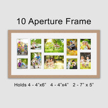 Load image into Gallery viewer, Large Multi Photo Picture Frame Holds 10 photos in an Oak Veneer Wooden Frame - Multi Photo Frames