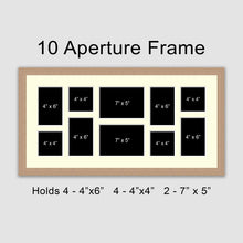 Load image into Gallery viewer, Large Multi Photo Picture Frame Holds 10 photos in an Oak Veneer Wooden Frame - Multi Photo Frames