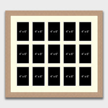 Load image into Gallery viewer, Large Multi Photo Picture Frame Holds 15 4"x6" photos in a 30mm Oak Veneer Frame - Multi Photo Frames