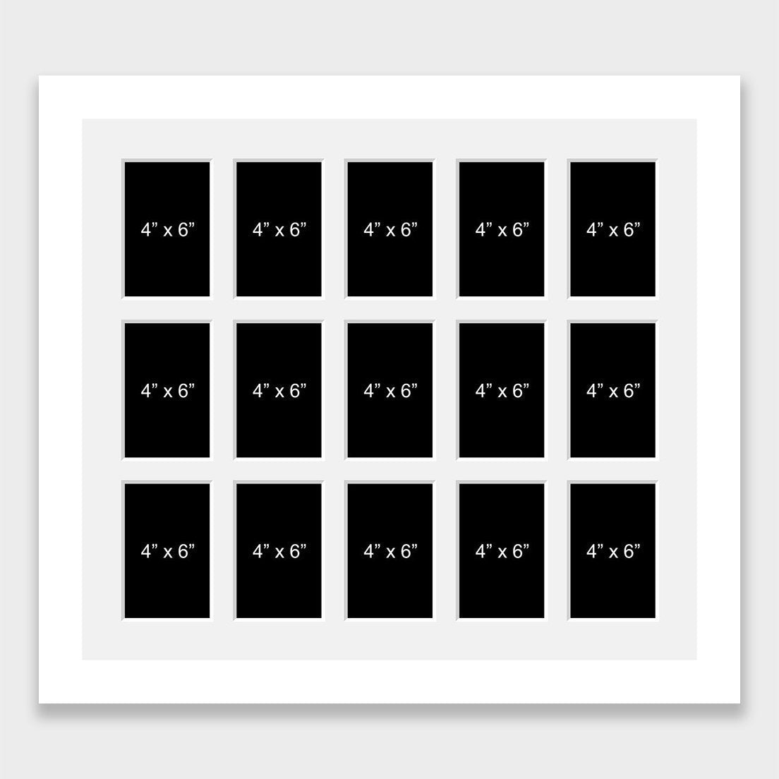 White 15 Aperture MultiPhoto Frame Picture Frame for 4" x 6" Photos