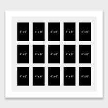 Load image into Gallery viewer, Large Multi Photo Picture Frame Holds 15 4"x6" Photos in a 33mm White Wood Frame - Multi Photo Frames