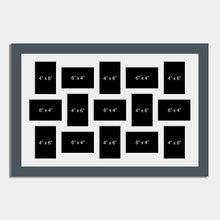 Load image into Gallery viewer, Large Multi Photo Picture Frame Holds 15 6"x4" Photos in a 40mm Dark Grey Wood Frame - Multi Photo Frames