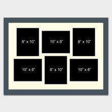 Load image into Gallery viewer, Large Multi Photo Picture Frame Holds 6 8"x10" Photos in a 40mm Dark Grey Frame - Multi Photo Frames