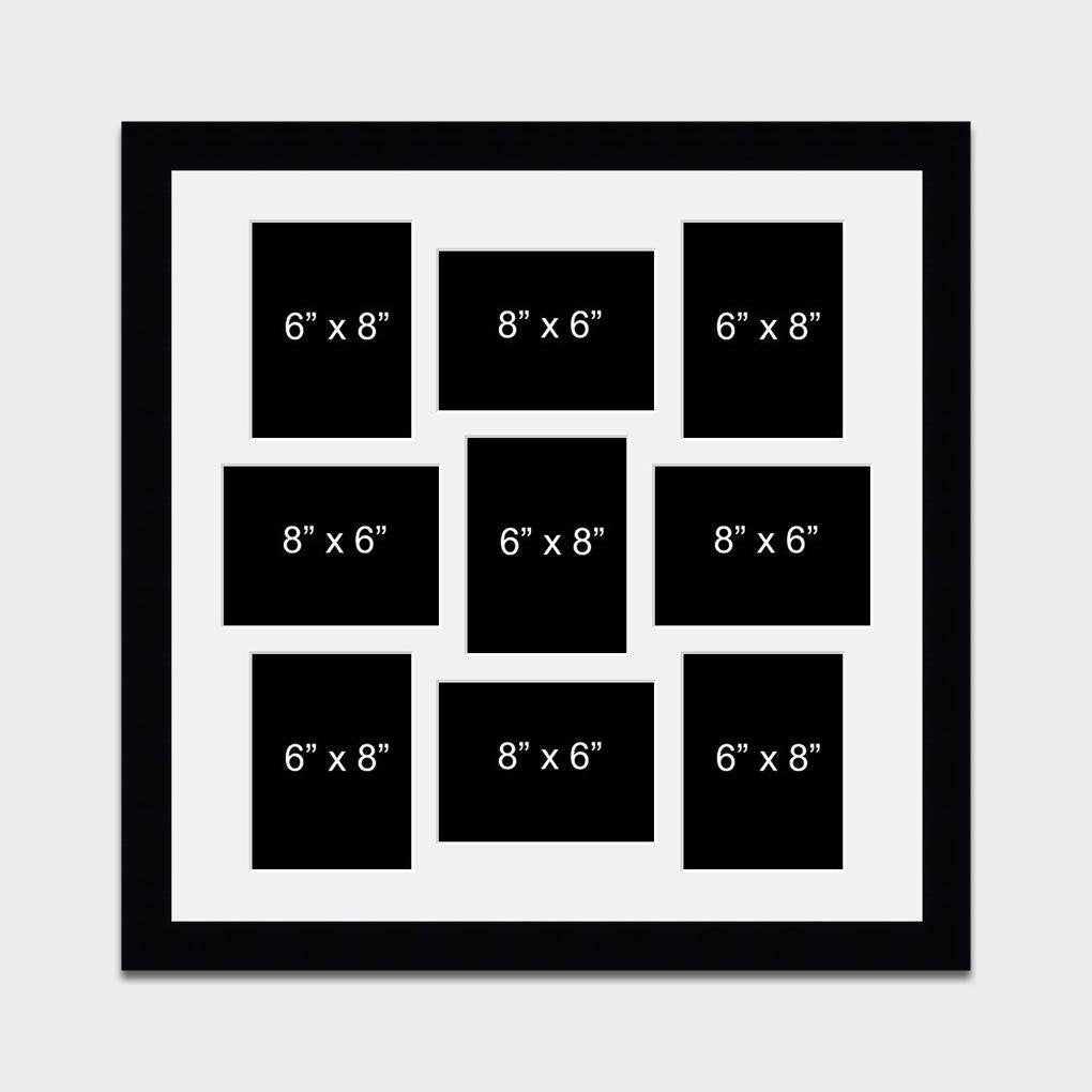 Multi Photo Frame Holds 9 8"x6" Photos Black Frame Multi Photo Frames