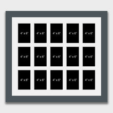 Load image into Gallery viewer, Large Multi Photo Picture Frame in Grey to hold 15 4"x6" photos in a Grey Frame - Multi Photo Frames