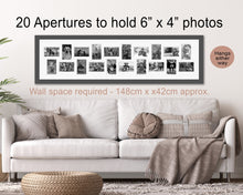 Load image into Gallery viewer, Large Panoramic Multi Photo Picture Frame - Holds 20 photos in a Grey Frame - Multi Photo Frames