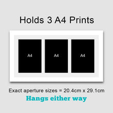 Load image into Gallery viewer, Mulit-Photo Frame to hold 3 A4 certificates/photos in a White Wood Frame - Multi Photo Frames