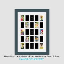 Load image into Gallery viewer, Multi Aperture Photo Frame for 25 Mini Photos 2"x3" Photo Size in a Dark Grey Frame - Multi Photo Frames