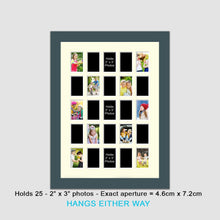 Load image into Gallery viewer, Multi Aperture Photo Frame for 25 Mini Photos 2"x3" Photo Size in a Dark Grey Frame - Multi Photo Frames