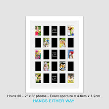 Load image into Gallery viewer, Multi Aperture Photo Frame for 25 mini photos 2"x3" Photo Size in a White Frame - Multi Photo Frames