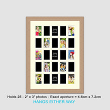 Load image into Gallery viewer, Multi Aperture Photo Frame for 25 mini photos 2"x3" photos in a 20mm Oak Veneer Frame - Multi Photo Frames