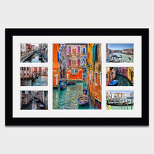 Load image into Gallery viewer, Multi Aperture Photo Frame Holds 6 7"x5" and 1 12"x16" photo in a 33mm Black Frame - Multi Photo Frames