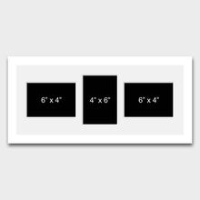 Load image into Gallery viewer, Multi Photo Frame 3 apertures to Hold 6" x 4" photos in a white frame - Multi Photo Frames