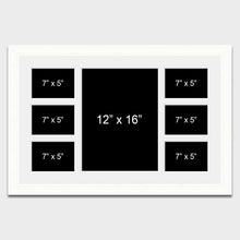 Load image into Gallery viewer, Multi Photo Frame - 7 Apertures to Hold 6 7"x5" and 1 12"x16" Photo Sizes - Multi Photo Frames